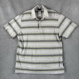 Patagonia Men's Polo Shirt Medium M Squeaky Clean Organic Cotton Striped 52776